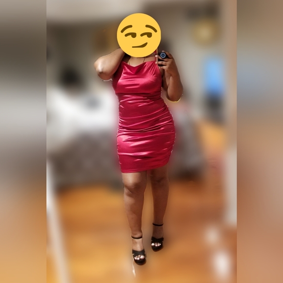 Satin Ruched Mini Dress - Picture 4 of 4